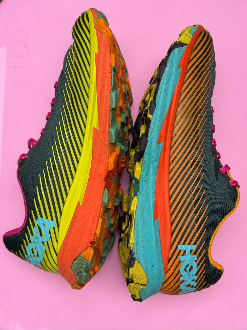 7.5 Hoka Cotopaxi Gray Pink Orange Trail Running Shoes - Picture 5 of 8